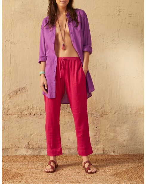 Dina basic paarse lange hemdjurk