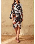 Vestido largo estilo años setenta, combinación negra Maravoile