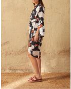 Vestido largo estilo años setenta, combinación negra Maravoile