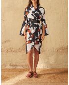 Vestido largo estilo años setenta, combinación negra Maravoile