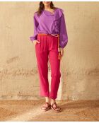 Pantaloni rosa con doppia garza Angie camelia