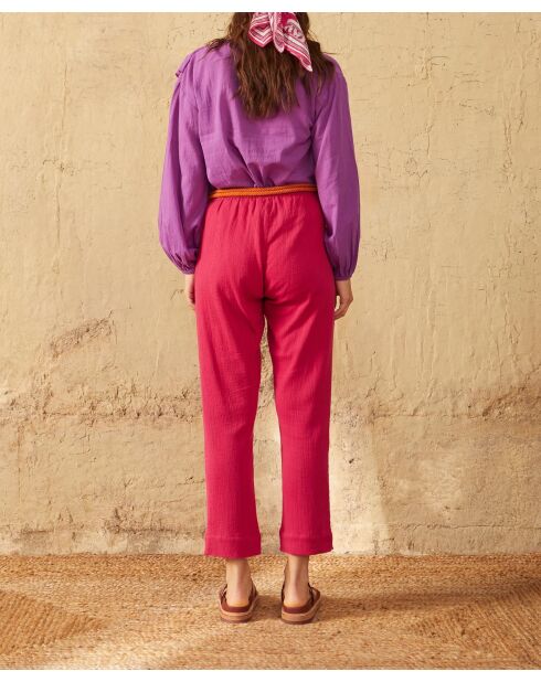 Pantalones de doble gasa rosa Angie camelia