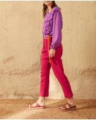 Pantaloni rosa con doppia garza Angie camelia