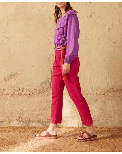 Pantalones de doble gasa rosa Angie camelia