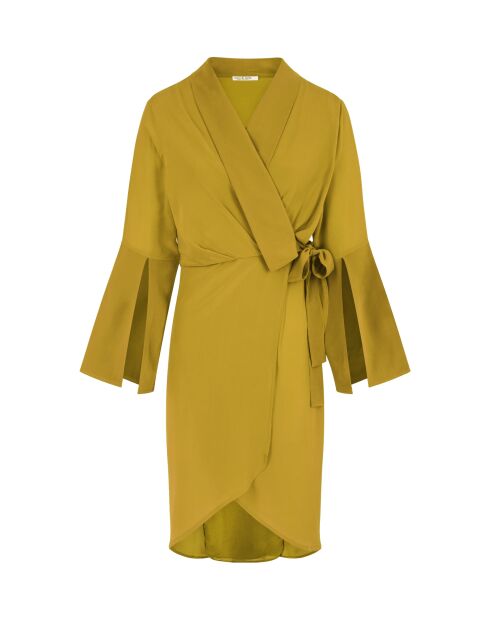 ANAE langes Kleid aus goldenem Seidenkrepp