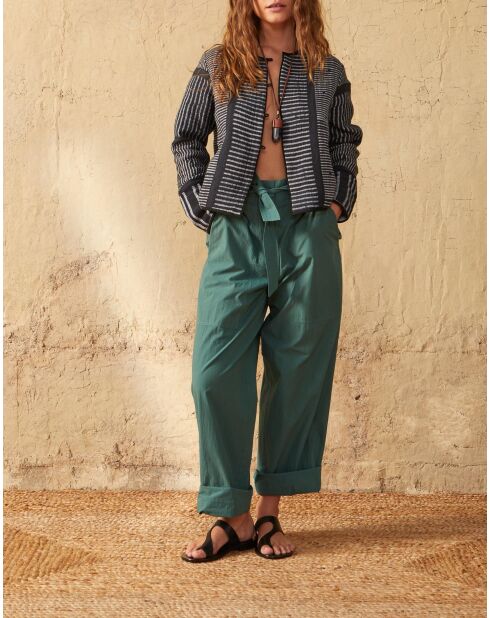 Pantaloni Marco in popeline verde Aspen