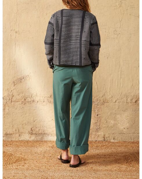 Pantaloni Marco in popeline verde Aspen