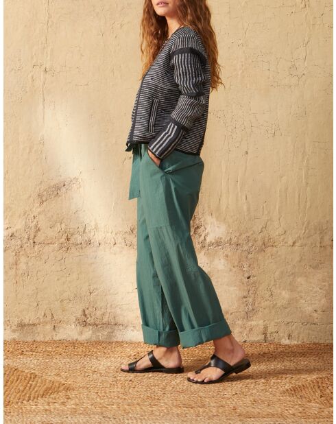 Pantaloni Marco in popeline verde Aspen