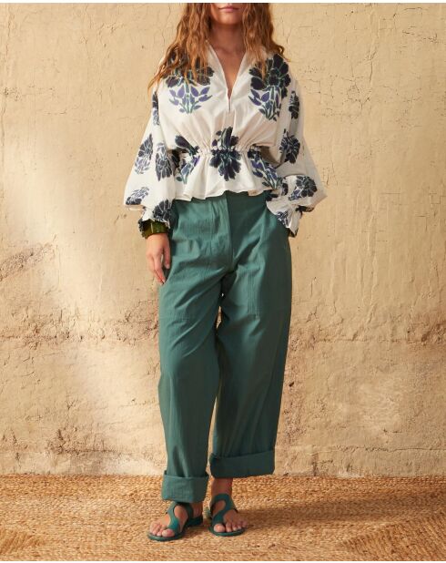 Pantaloni Marco in popeline verde Aspen