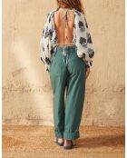 Pantaloni Marco in popeline verde Aspen