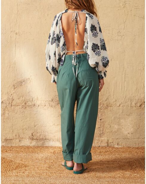 Pantaloni Marco in popeline verde Aspen