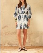 Vestido corto Charlie con flores indias Maravoile combo azul