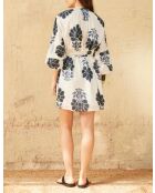 Vestido corto Charlie con flores indias Maravoile combo azul