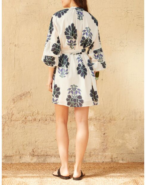 Vestido corto Charlie con flores indias Maravoile combo azul