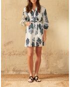 Vestido corto Charlie con flores indias Maravoile combo azul