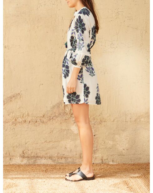 Vestido corto Charlie con flores indias Maravoile combo azul