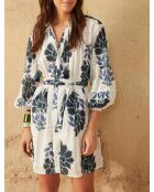 Vestido corto Charlie con flores indias Maravoile combo azul