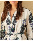 Vestido corto Charlie con flores indias Maravoile combo azul