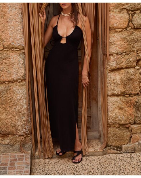 Cali schwarzes Kleid mit doppelter Gaze