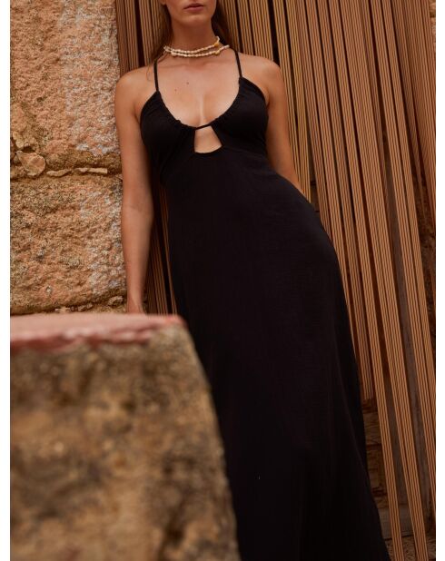 Cali schwarzes Kleid mit doppelter Gaze