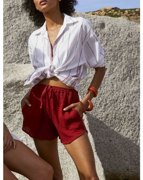 Lilou Double Gaze Shorts Paprika dunkelrot