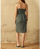 Pila Shibori-Kleid in großer grüner Dobby-Kombination