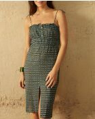 Pila Shibori-Kleid in großer grüner Dobby-Kombination