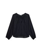 Rosie zwarte opengewerkte katoenen blouse