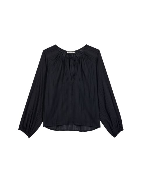 Rosie zwarte opengewerkte katoenen blouse