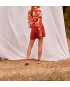 Pantalones cortos Lilou de doble gasa de madera roja