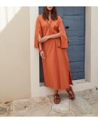 Mathilde aprikosenfarbenes Popeline-Kleid