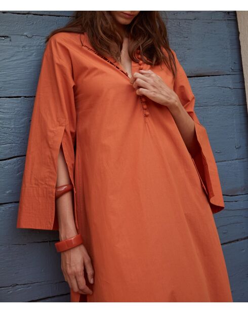 Mathilde aprikosenfarbenes Popeline-Kleid