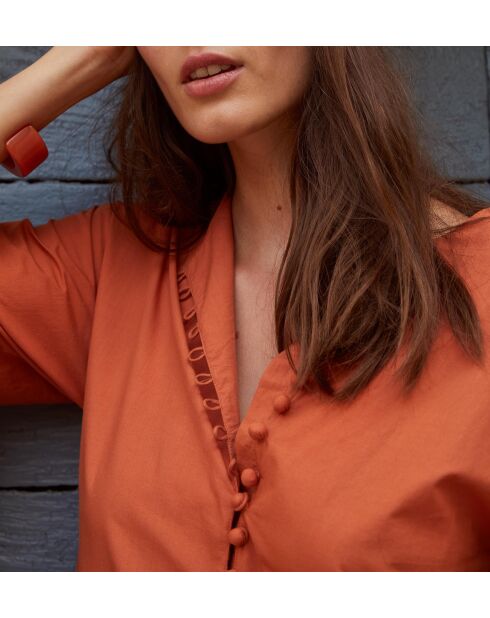 Mathilde aprikosenfarbenes Popeline-Kleid