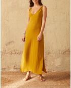 Abito in doppia garza dorata Callypso