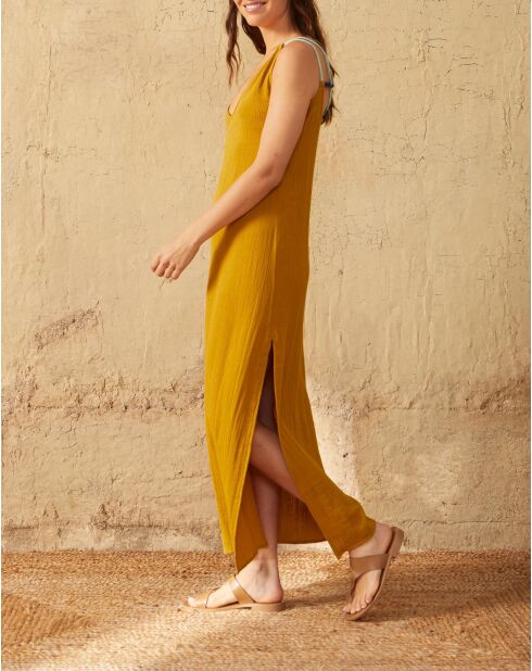 Abito in doppia garza dorata Callypso