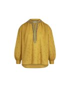 Goudkleurige blouse met Matryochka-patroon in gouden maravoile