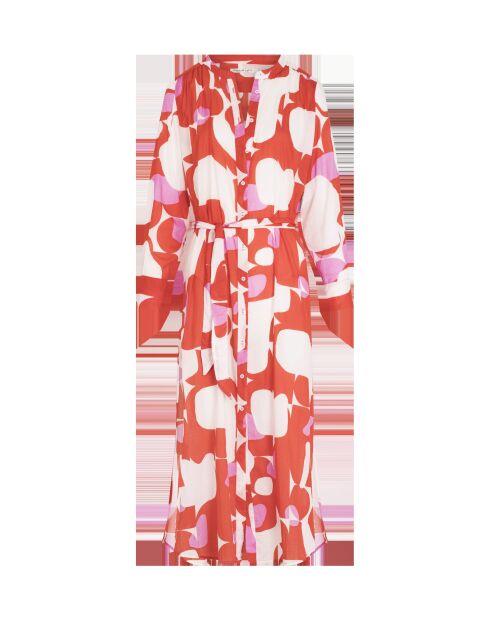 Vestido Olga estilo años setenta en combinación rosa maravoile