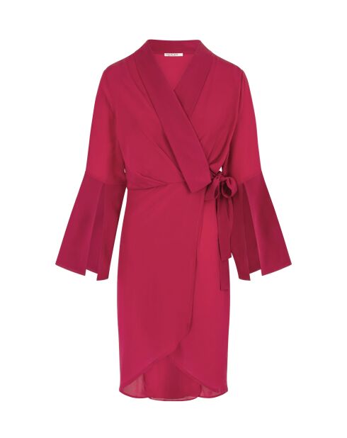 Vestido largo de crepé de seda rosa camelia de ANAE