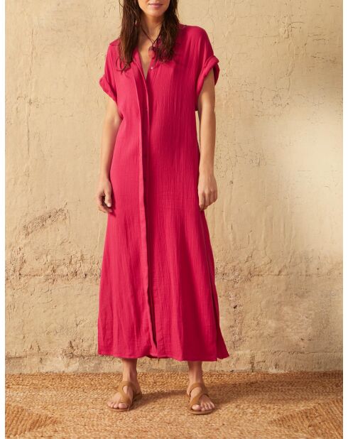 Vestido rosa de doble gasa Malia camelia