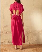 Vestido rosa de doble gasa Malia camelia