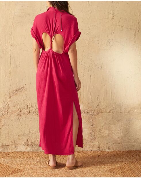 Vestido rosa de doble gasa Malia camelia