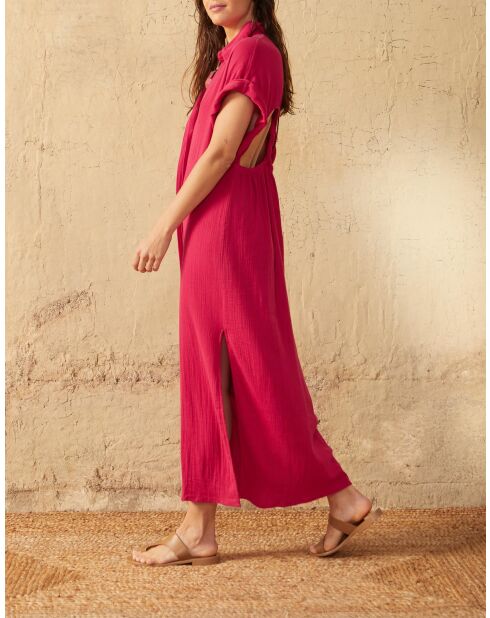 Vestido rosa de doble gasa Malia camelia