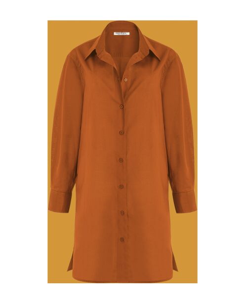 Vestido camisero largo color albaricoque básico Dina