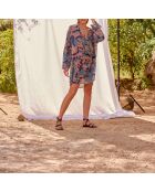 Géraldine tropisches staubblaues Kleid