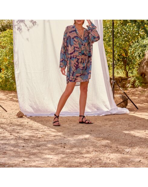 Géraldine tropisches staubblaues Kleid