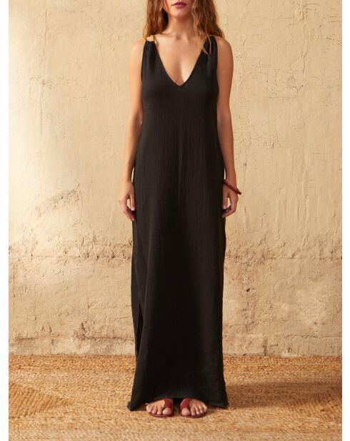 Vestido negro de doble gasa Calypso