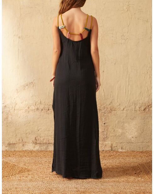 Vestido negro de doble gasa Calypso