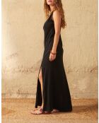 Vestido negro de doble gasa Calypso