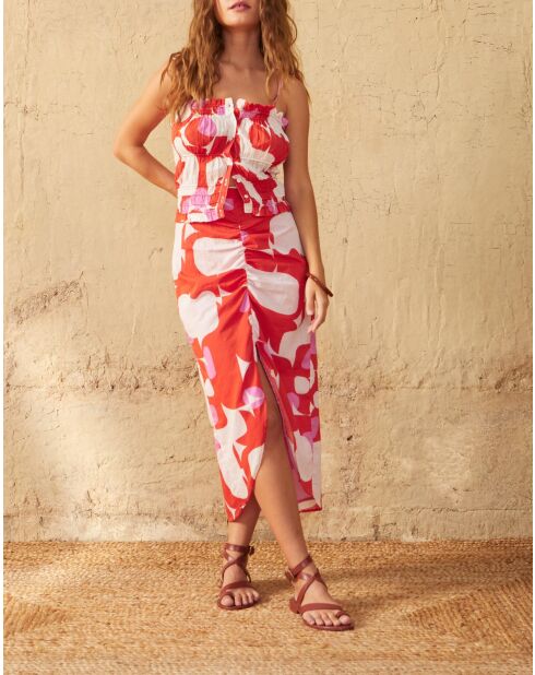 Gonna Beryl stile anni settanta in combinazione rosa maravoile