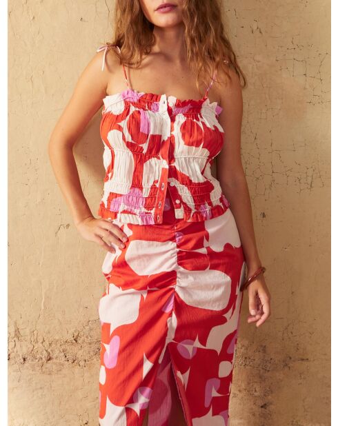 Gonna Beryl stile anni settanta in combinazione rosa maravoile